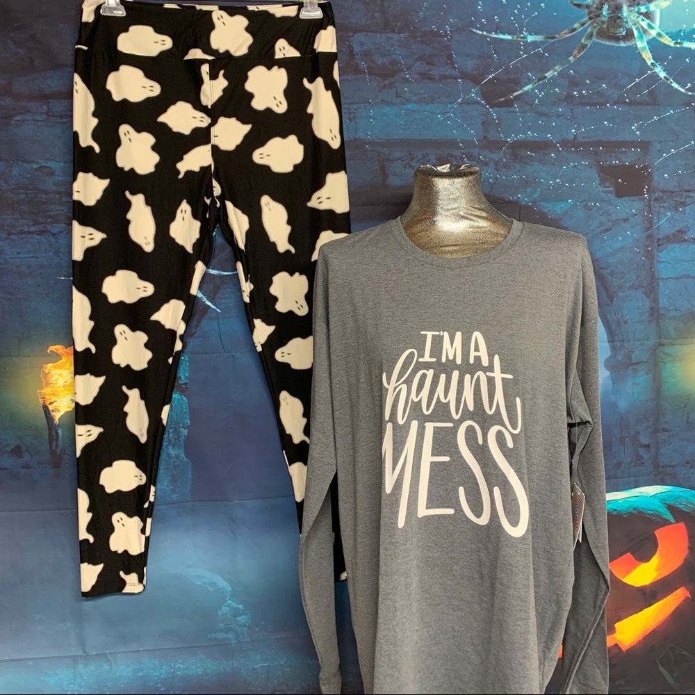 LuLaRoe Gray 'Haunt Mess' Top